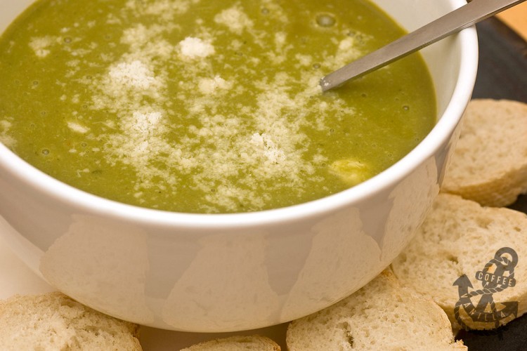 extremely delicious soup made almost entirely from one ingredient - frozen peas