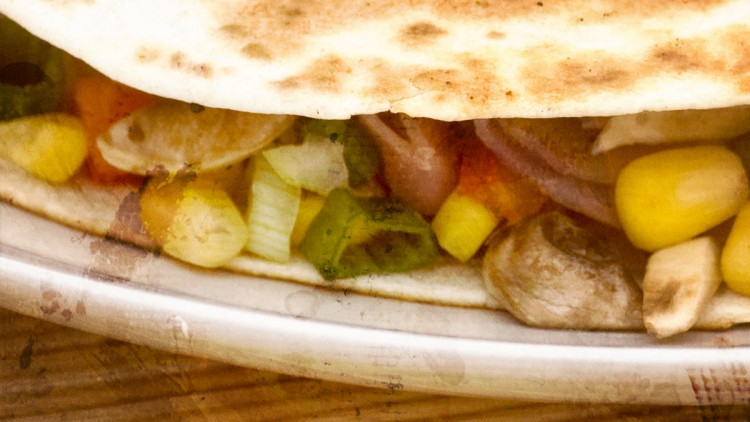 Mixed Veg and Turkey Ham Quesadilla