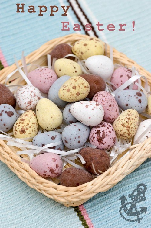 Easter speckled eggs chocolate eggs basket with eggs 