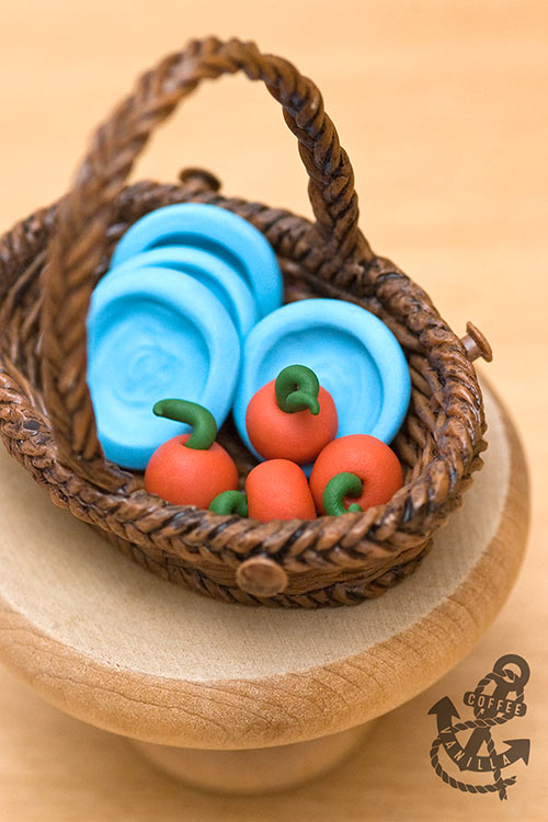 dolls house fruits in a basket 1:12 scale handmade from polymer clay