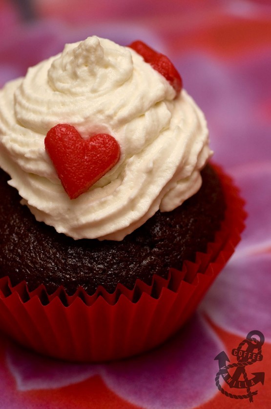 Valentines Day pretty red heart cupcakes