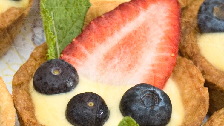 Custard Tartlets with Fresh Fruits & Mint