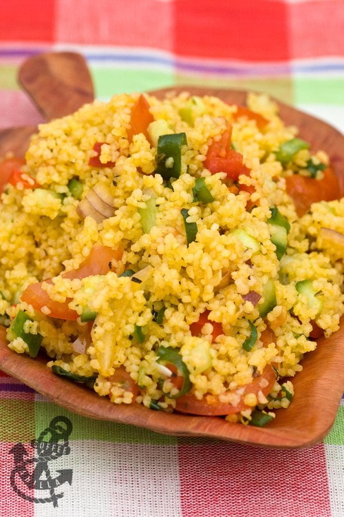 easy couscous recipe with fresh veggies and herbs