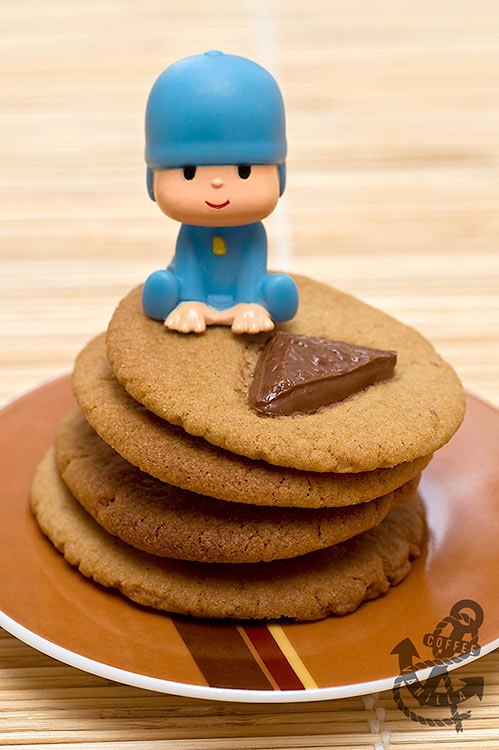 Pocoyo seating on the top of cookie stack