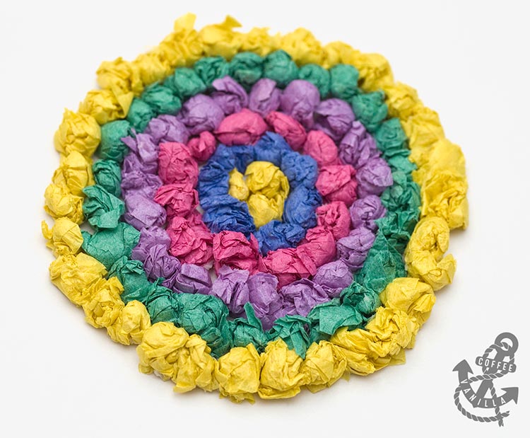 colourful tissue paper circle pattern greeting card