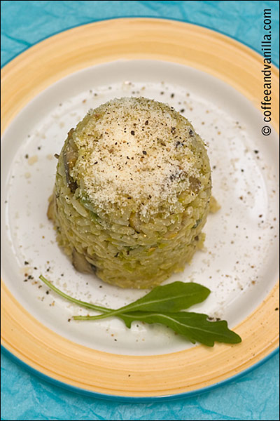 rice with leeks, mushrooms, sage and Parmesan