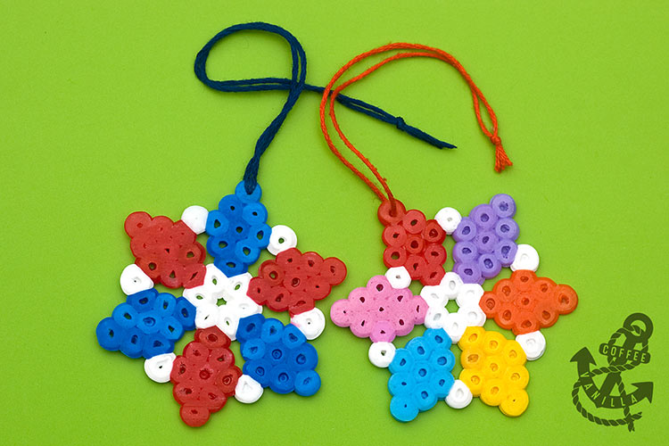 Christmas crafts for kids Bead Snowflakes for the Xmas Tree