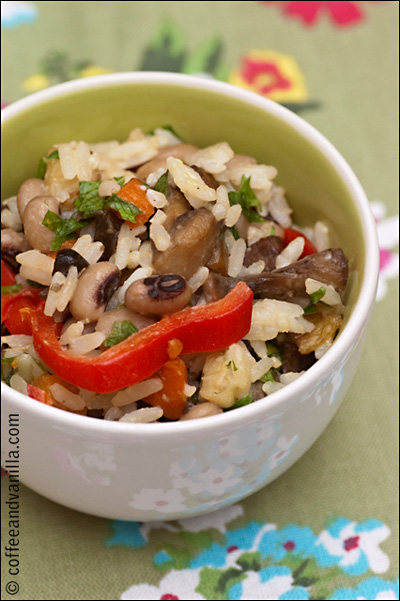 black eye bean rice salad