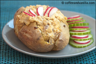 jacket potato with chick pea red onion filling