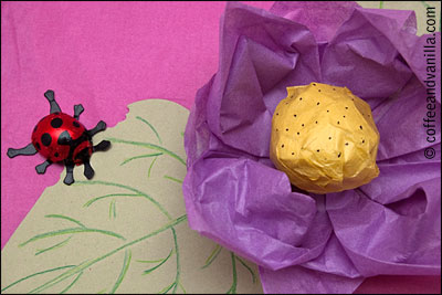 gift chocolate lady birds tissue flower leaves