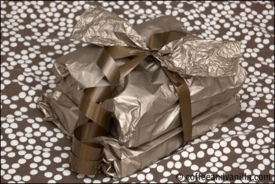 monochrome golden tissue paper gift wrapping