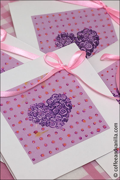 Mulberry paper heart stamp DIY invitations