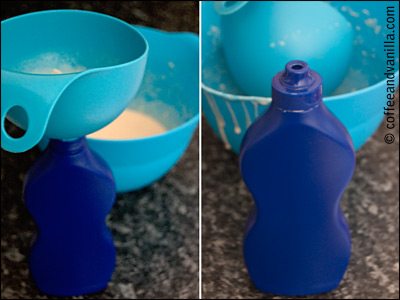 squeezable bottle to make pancake shapes