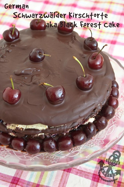 Black Forest Gateau - German chocolate cherry cake recipe
