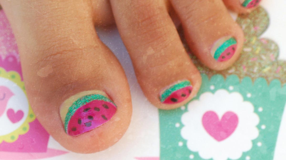 Summer Kids' Nail Art - Cherry Fingers & Watermelon Toes » Coffee & Vanilla
