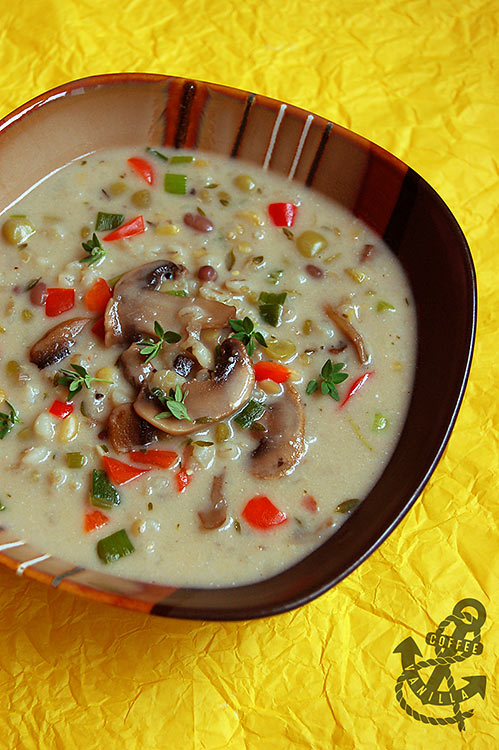 smoked garlic mushroom pearl barley mixed bean stew