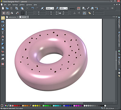 3D tool in Xara Designer Pro 7 from Magic 3D donut