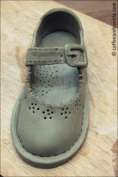 finished clay shoe