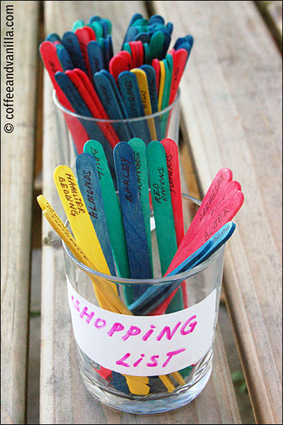 shopping list in a cup