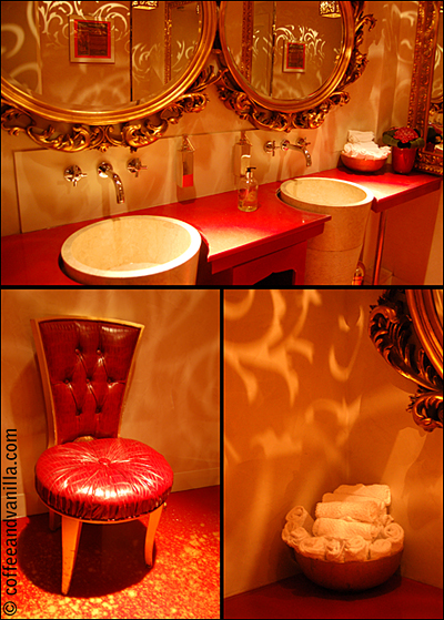 red and golden bathroom red gold interior