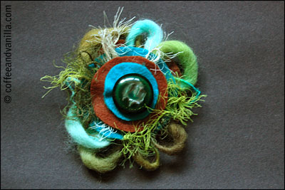 brooch in sea colors green blue brown