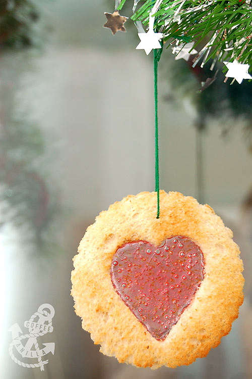 stained glass baubles made with bread and boiled candy 