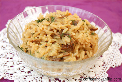 rice with wild mushrooms, cheese and dill
