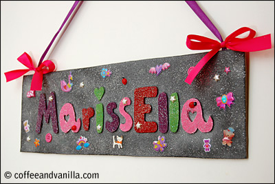 door sign for girls pink purple glittery