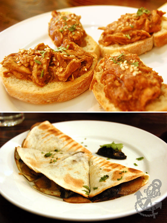 Mexican chicken mole and quasadillas with truffles 