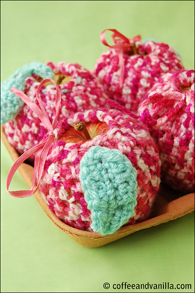 tray full of apples in cosies 