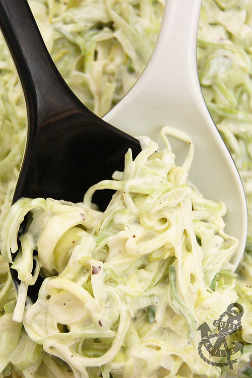 leek with mayonnaise and cracked pepper