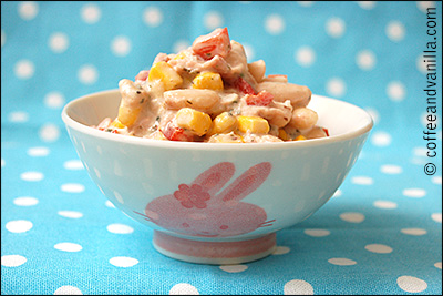 white kidney beans cannellini beans with corn and tuna