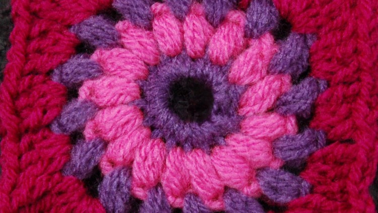 How to Make Granny Square with Puff Stitch Circles