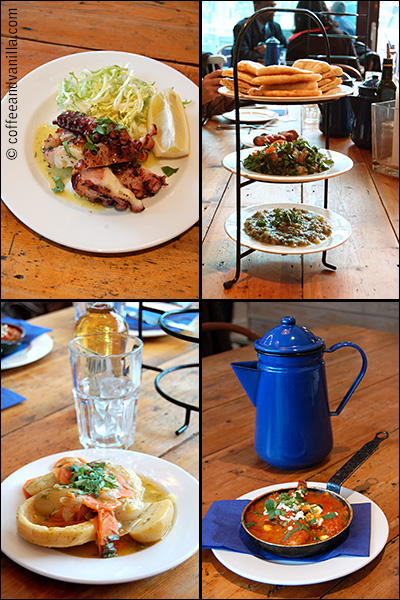 blue enamel jug at Greek restaurant