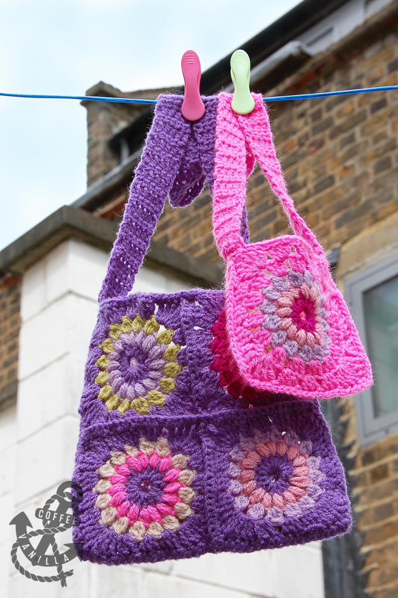 Boho Style Granny Square Bags Crochet Pattern » Coffee & Vanilla