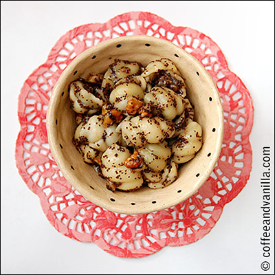 Polish dish of pasta with poppy seeds fruits and nuts