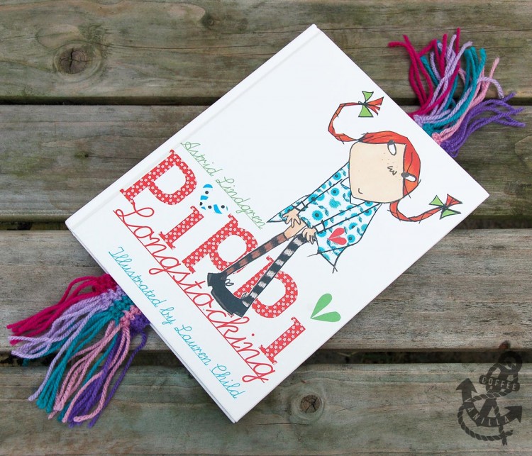  crochet bookmark project and Pippi Longstocking book by Astrid Lindgren