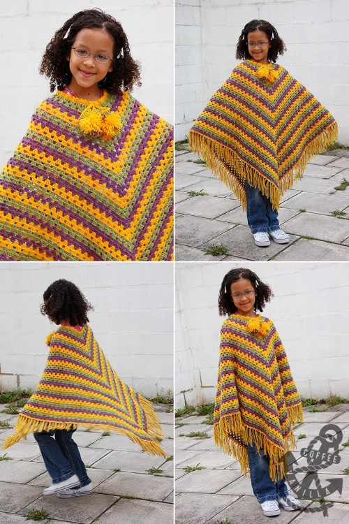 crochet poncho tutorial junior poncho in granny square pattern