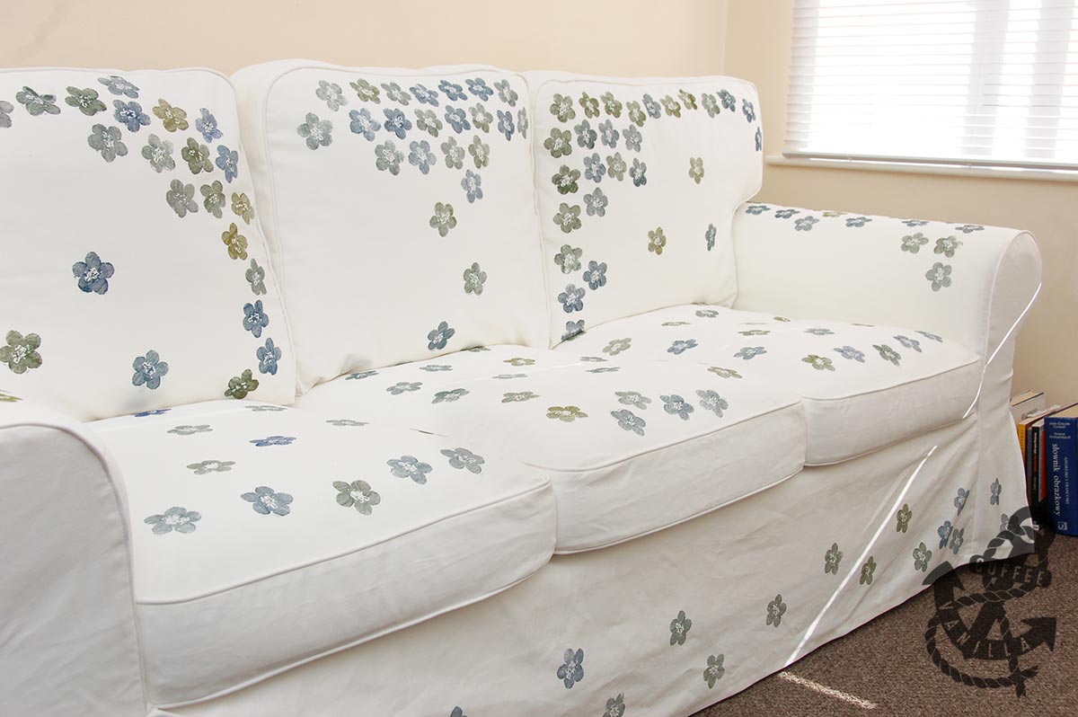 Hand Stamped Ektorp Sofa Cover Ikea Hack » Coffee & Vanilla