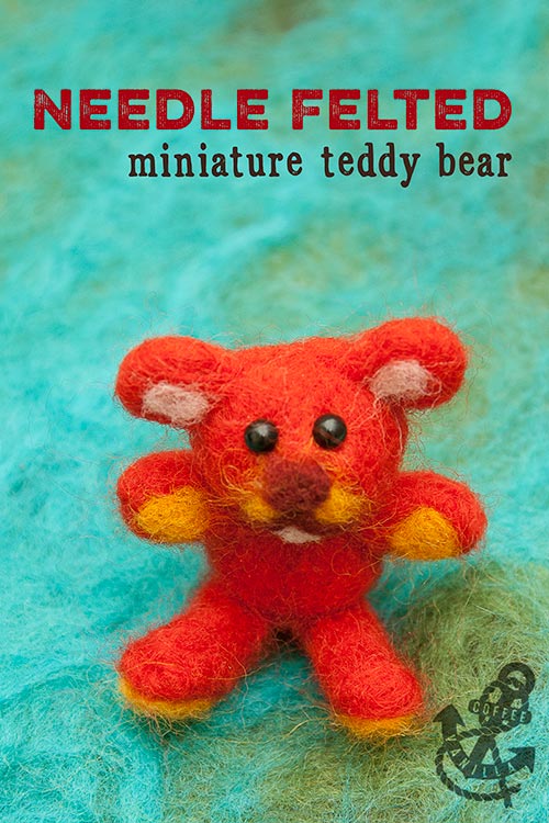 needle felted miniature teddy bear felt felting wool tops merino fibres