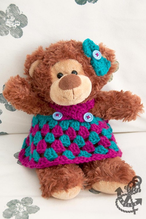 double crochet dress pattern teddy bear toy doll outfit