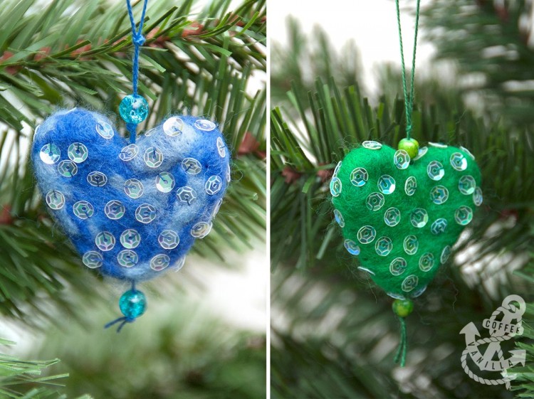 dry felted christmas tree decorations