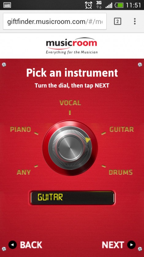 Music Room gift finder mobile app