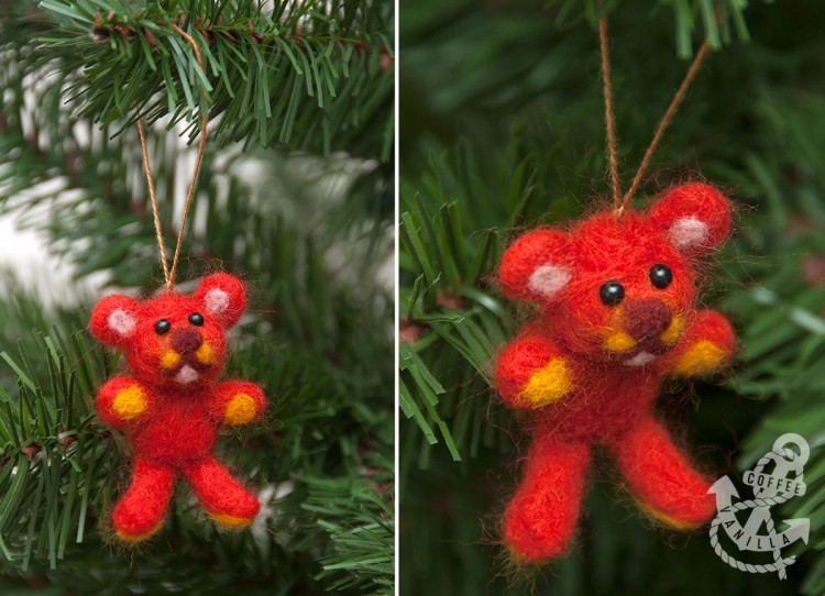 super cute needle felted teddy bear ornament 