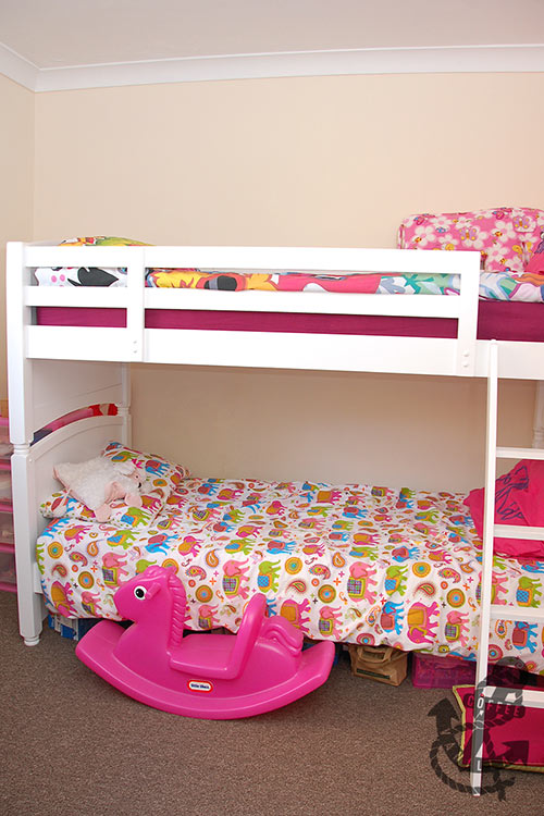 white solid wood bunk bed