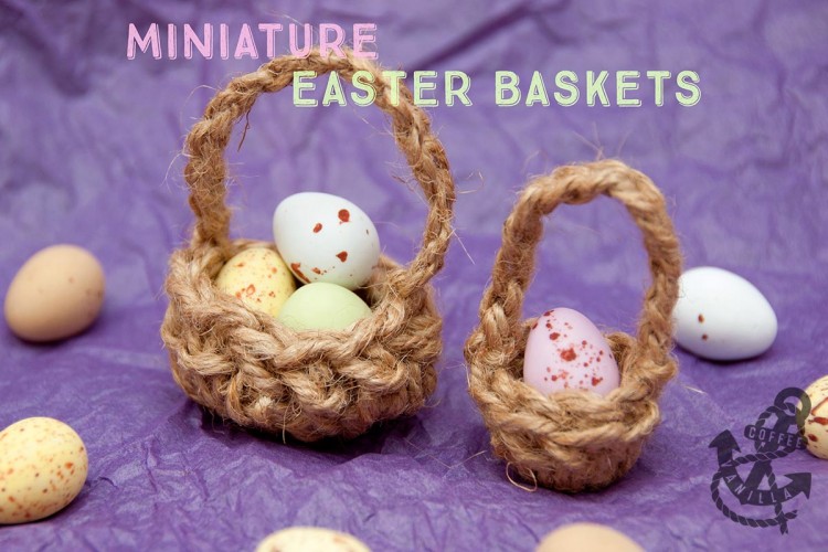 garden twine jute thread miniature Easter baskets for chocolate eggs