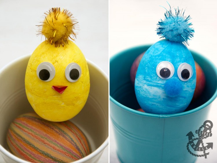 cute polystyrene creatures with googly eyes pom-poms and sequins 