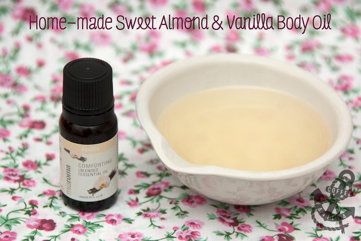 Two Ingredient Homemade Sweet Almond & Vanilla Body Oil for Dry Skin