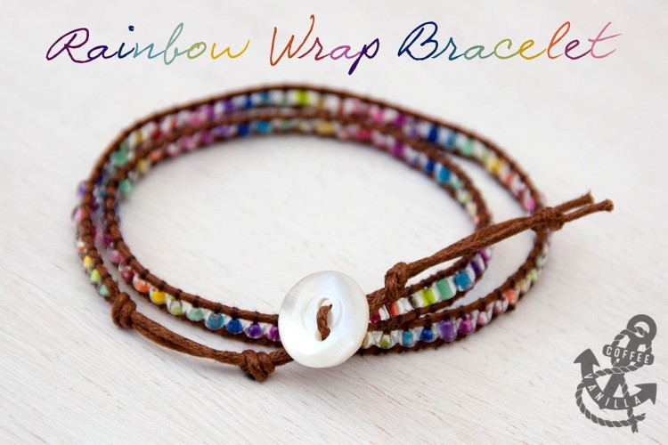 rainbow colours wrap bracelet tutorial DIY how to make a wrap bracelet