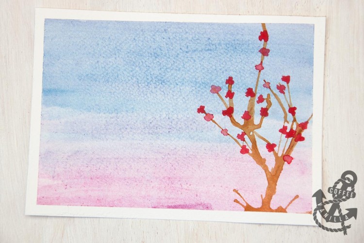 watercolour cherry blossom tree